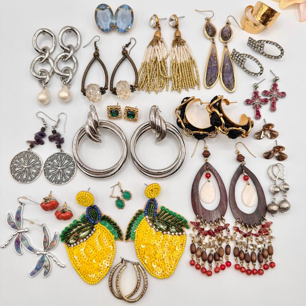 Pierced Earring Lot Costume Jewelry Mixed Styles Vintage To Now Reseller 20 Pair